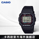 卡西歐G-SHOCK復古全黑小方塊 潮流戶外騎行輕便防震防水運動手表電子表 DW-5000R-1APR