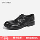 dreambox鈞博皮鞋男商務(wù)正裝意大利馬臀皮復(fù)古手工沿條縫線男鞋 黑色 43