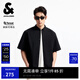 杰克·瓊斯（JACK&JONES）男裝潮百搭寬松休閑簡(jiǎn)約純色字母刺繡翻領(lǐng)短袖襯衫男裝225204019 E40黑色 常規(guī) M