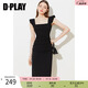 DPLAY2025夏季新款黑色連衣裙女修身吊帶裙長(zhǎng)裙赫本小黑裙包臀裙 經(jīng)典黑 L