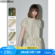 COCOBELLA[萊賽爾]對(duì)絲拼接壓褶肌理緞面T恤春通勤上衣TS0010-2 淡奶黃 M