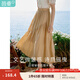 茵曼（INMAN）2025夏女新款A(yù)字半身裙復(fù)古時(shí)尚松緊腰遮肉顯瘦小個(gè)子中長(zhǎng)裙子 卡其色 S