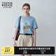 Teenie Weenie女裝簡(jiǎn)約時(shí)尚夏裝清新多巴胺大熊短袖T恤打底衫 淺藍(lán)色 M (165)