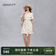 GANT/甘特女士翻領中長裙簡約復古襯衫裙字母印花收腰系帶連衣裙 248卡其色 L (38)