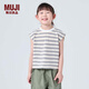 無印良品（MUJI）大童涼感天竺編織條紋無袖T恤童裝兒童夏季男童女童上衣涼感物語 米色條紋 130 /64A