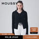 moussy 女裝新款甜美風(fēng)綁帶設(shè)計翻領(lǐng)針織開衫女010GSK70-0280 020黑色 均碼