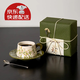 SUCCOHOMEWARE小清新花卉咖啡杯碟套裝 ins風(fēng)復(fù)古馬克杯陶瓷杯子新婚送閨蜜禮物 百合綠(一杯一碟一勺)禮品包裝