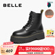 百麗（Belle）七夕禮物周雨彤推薦黑桃少女馬丁靴女休閑短靴B8K1DDD4 黑色-絨里 36 (230mm)