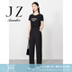 玖姿·安娜蔻休閑簡約風(fēng)垂墜舒適輕薄直筒褲休閑褲女2024夏款 素黑 L