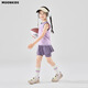 moonkids童裝女童短褲套裝2025夏季運動速干衣兒童羽毛球背心冰絲訓(xùn)練服 23045紫色背心+6089紫色裙褲 130 cm