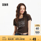 森馬（Semir）短袖T恤女短款設(shè)計(jì)感鏤空辣妹2025夏印花木耳邊上衣109325100046