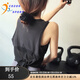 COZOK瑜伽服運(yùn)動(dòng)上衣寬松背心健身服女夏天薄款網(wǎng)紗外搭罩衫無袖速干衣 黑色 M