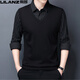 利郎春秋季男裝假兩件套長(cháng)袖V領(lǐng)T恤純棉套頭拼接打底衫外搭上衣薄款潮 利假兩件10002黑色 M 165