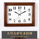 漢時(shí)（Hense）中式實(shí)木掛鐘大號方形客廳掛墻時(shí)鐘萬(wàn)年歷掛表壁鐘石英鐘表HW30 棕色24英寸(石英機芯）