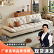 意式極簡(jiǎn)直排沙發(fā)現(xiàn)代簡(jiǎn)約小黃牛皮沙發(fā)小戶型三人位真皮云朵沙發(fā) 真皮款-實(shí)木腳-透視框架 單人位1.2米
