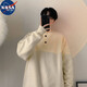 nasawassuppolo領(lǐng)紐扣毛衣男女寬松慵懶秋季高領(lǐng)針織衫潮流個(gè)性純侶線(xiàn)衣 白色 【主圖款】 M