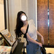 斤慕不規則上衣純欲短袖t恤系帶斜肩小香針織上衣女女新款鏤空露肩 白色53cm