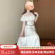 斐莉玥法式一字肩白色連衣裙2025新款夏季初戀絕美仙女長裙小個(gè)子溫柔風(fēng) [白色](無腰帶)[小個(gè)子清純 S