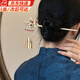 鹿珊伍新娘發(fā)飾新中式國風發(fā)簪流蘇步搖盤發(fā)簪子古風發(fā)飾漢服配飾頭飾女 祥云燒藍發(fā)簪