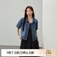纖莉秀【藍(lán)海島嶼】復(fù)古港風(fēng)外搭牛仔外套大碼女裝胖mm2025夏新款1227 牛仔藍(lán) XL