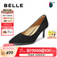 百麗（Belle）七夕禮物優(yōu)雅高跟單鞋女25秋新商場款羊皮絨面通勤單鞋3O412CQ5 黑色 36 (230mm)