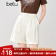 百圖betu女裝2025夏季新款短褲氣質(zhì)高腰西裝短褲抗皺褲子女2503T78 淺杏色 M