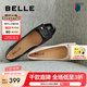 百麗（Belle）七夕禮物簡(jiǎn)約高跟單鞋商場(chǎng)同款真皮粗跟通勤單鞋B5M1DCQ4 黑色 36 (230mm)