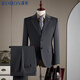 羅蒙（ROMON）【西服+馬甲+西褲】西服套裝男士商務(wù)職業(yè)正裝西裝套裝男深灰3XL
