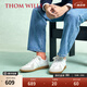 THOM WILLS【舒適內(nèi)里】德訓(xùn)鞋男經(jīng)典復(fù)古休閑板鞋真皮透氣小白鞋夏季T頭鞋 淺灰白色G781 42 /8碼