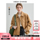 VEGA CHANG短外套女2025年新款秋裝復(fù)古顯瘦曠野美拉德上衣 核桃棕 M