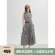 ELLE法式洋氣黑白格紋設計感無袖連衣裙女2025夏季新款優(yōu)雅長裙 黑白 L