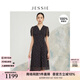 JESSIE【桑蠶絲】玫瑰印花V領(lǐng)羊腿袖連衣裙2024夏款 黑色 M