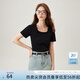 范思藍(lán)恩范思藍(lán)恩紅色旺中女基礎(chǔ)正肩短袖t恤夏季2024新款方領(lǐng)上衣12797 黑色-U領(lǐng) S