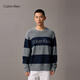 Calvin KleinJeans25秋冬新款男士羊毛混紡ck條紋提花打底針織衫毛衣4RD397G P7E-藍(lán)灰條紋 L