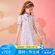 ASK JUNIOR女童連衣裙2025夏薄款新品中大童印花純棉復(fù)古旗袍裙 紫色 140