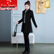 皮爾卡丹（pierre cardin）小個(gè)子毛呢外套女中長(cháng)2025新款修身顯瘦加厚百搭收腰顯瘦呢子大衣 嘉興雙面絨內里夾棉黑色 XL 濮院雙面絨大衣