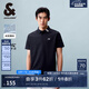 杰克·瓊斯（JACK&JONES）POLO衫男士夏季新款撞色翻領(lǐng)涼感短袖復(fù)古簡(jiǎn)約短袖polo衫衣服男裝 炭黑藍(lán)E40 M (175)
