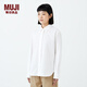 無印良品（MUJI）女式水洗平紋襯衫領(lǐng)長袖襯衫襯衣外套內(nèi)搭春季款外衣女裝上衣 白色 S 155/80A