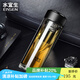 水宜生 玻璃男杯茶杯雙層玻璃保溫商務(wù)高檔泡茶杯便攜車載水晶杯子隔熱 雅士黑400ml