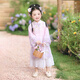 今兮古兮沐瑤月女童中國風(fēng)春秋新品長(cháng)漢服連衣裙中秋兒童旗袍裙 紫粉 110