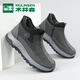 木林森高幫加絨棉鞋男秋冬季新款防寒保暖一腳蹬老人健步休閑鞋男靴子 灰色 40