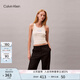 Calvin KleinJeans25早秋新款女士時(shí)尚刺繡ck羅紋微彈修身針織背心T恤47C841G YAE-牛乳白 M