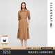 歌力思（ELLASSAY）2025春季新款棉感羅馬假日桑蠶絲襯衫連衣裙女EWE361Y07000 駝棕色 M