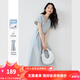 梵希蔓淺藍色法式V領(lǐng)連衣裙女2025夏季新款收腰系帶顯瘦休閑長裙 M9733 淺藍色 XL