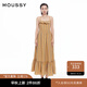 moussy 女裝新品甜美森系荷葉邊露背吊帶連衣裙028HAZ30-0351 055花紋黃色 S 00001