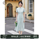 固執（OBSTINATE）2025夏季新款中式泡泡短袖刺繡中長(cháng)款連衣裙32442LQ08998 淺藍色 L