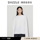 DAZZLE地素 T恤2024秋季新款女裝簡約圓領(lǐng)字母刺繡長袖上衣 白色 03/M 165/88A