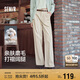 森馬（Semir）休閑褲女純棉打褶闊腿褲腰帶秋復(fù)古磨毛長(zhǎng)褲顯腿長(zhǎng)101524127005A