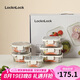 樂扣樂扣（LOCK&LOCK）玻璃飯盒保鮮密封冰箱便當飯盒收納盒6件套（不銹鋼蓋）