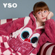 YSO【IP系列】海綿寶寶睡衣女秋冬珊瑚絨保暖卡通可外穿家居服套裝 西瓜粉 紅色連體女 S